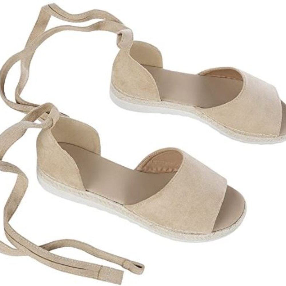 Lace Up Suede Espadrilles